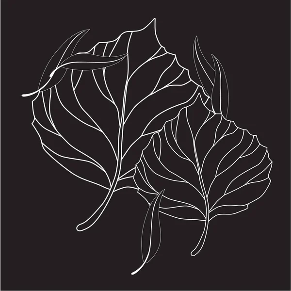 Dibujo Línea Impresión Árbol Hoja Vector Ilustración — Vector de stock