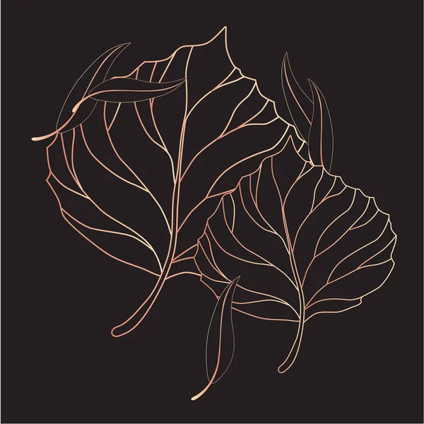Print Line Sketch Tree Leaf Vector Illustration — Stock Vector