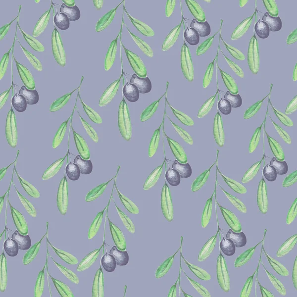 Güzel zeytin bitkisi desen suluboya illüstrasyon