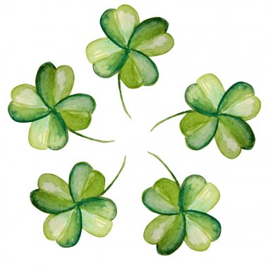 Güzel yonca desen suluboya illüstrasyon