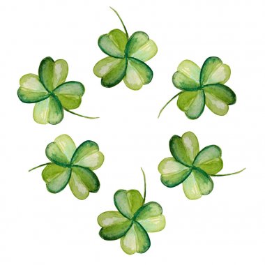 Güzel yonca desen suluboya illüstrasyon