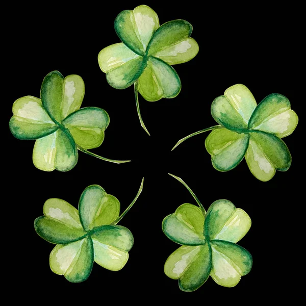 Güzel yonca desen suluboya illüstrasyon