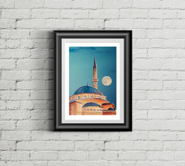Bela Mesquita Muçulmana Ilustração Aquarela — Fotografia de Stock