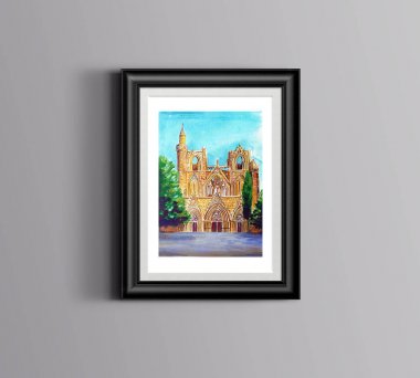 st Nicolas Katedrali Kıbrıs suluboya sanatı