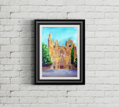 st Nicolas Katedrali Kıbrıs suluboya sanatı