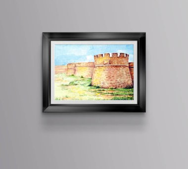 Othello Kalesi Kuzey Kıbrıs Suluboya İllüstrasyon