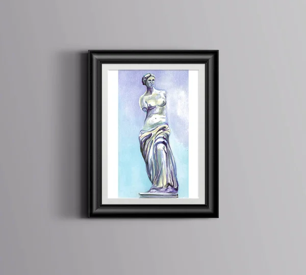 Aphrodite Chypre Statue Aquarelle Illustration — Photo