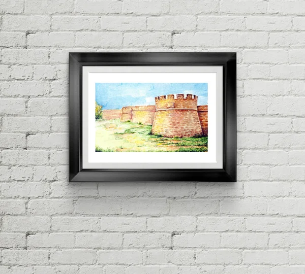 Othello Schloss Nordzypern Aquarell Illustration — Stockfoto