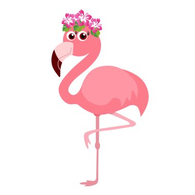 Pembe sevimli pembe flamingo vektör illüstrasyon