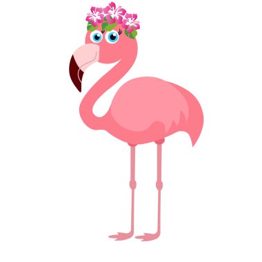 Pembe sevimli pembe flamingo vektör illüstrasyon