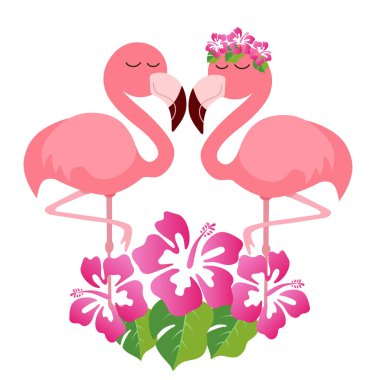 Pink cute pink flamingo vector illustration clipart