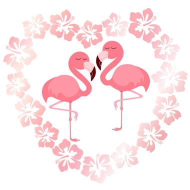 Pembe sevimli pembe flamingo vektör illüstrasyon