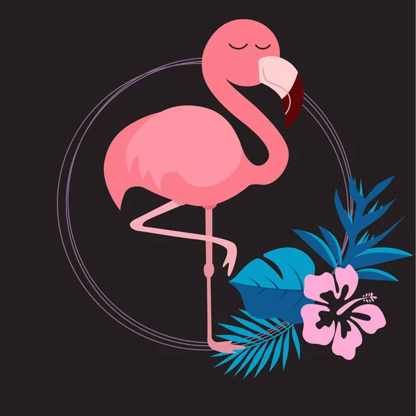 Розовая Розовая Векторная Иллюстрация Фламинго — стоковый вектор