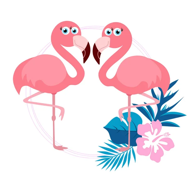 Pink Bonito Rosa Flamingo Vetor Ilustração — Vetor de Stock