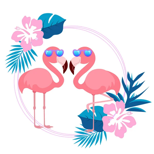 Pembe Sevimli Pembe Flamingo Vektör Illüstrasyon — Stok Vektör