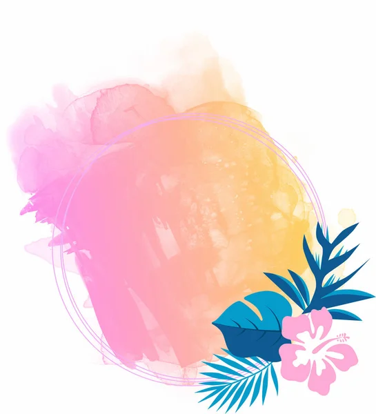Watercolor summer background with flower art illustration — Stock Photo, Image