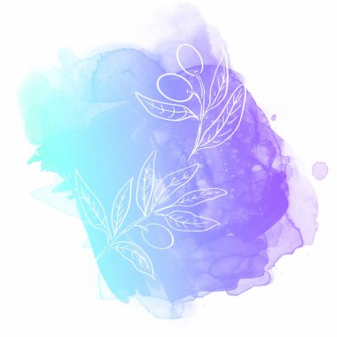 Suluboya zeytin ağacı sanat illüstrasyon