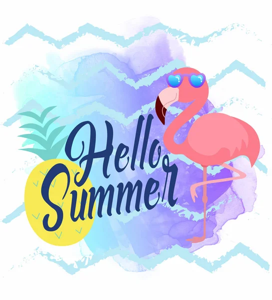 Watercolor hello summer art illustration — Stock Photo, Image