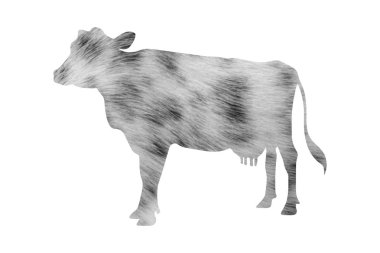 Siyah ve beyaz Cow siluet cilt illüstrasyon 