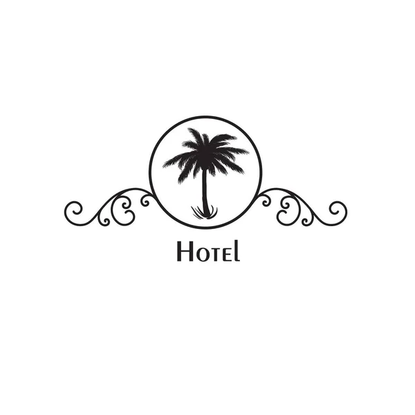 Логотип Отеля Изображением Пальмы — стоковый вектор
