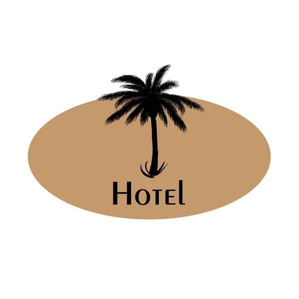 Palm Tree Symbol Hotellets Logotyp — Stock vektor