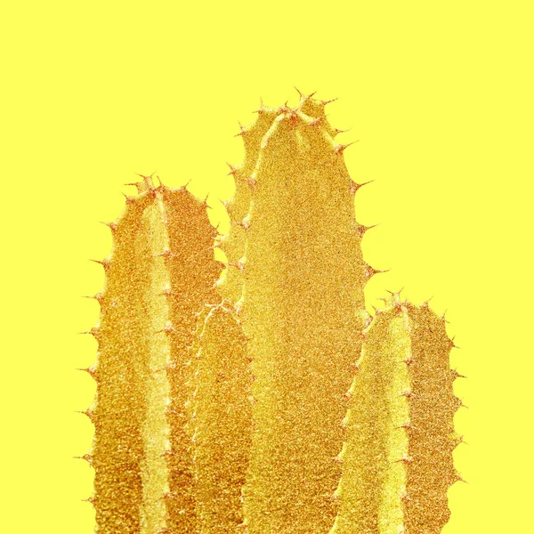 Silueta Cactus Fondo Amarillo —  Fotos de Stock