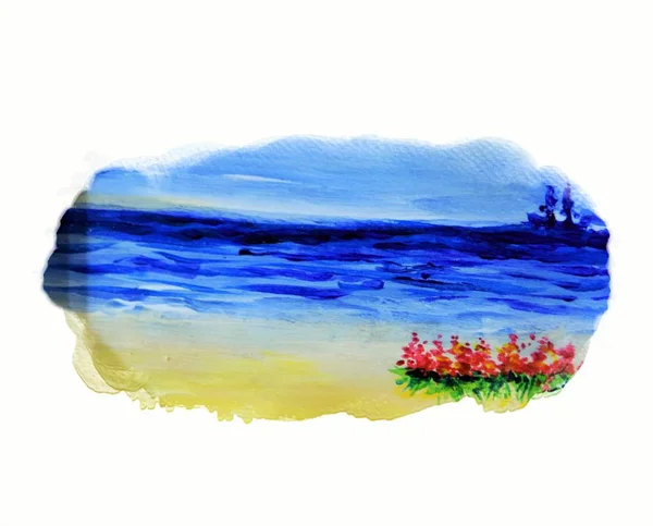 Vacker Sommar Sea Side View Art Illustration — Stockfoto