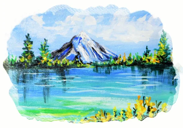 Bueautiful yaz deniz yan görünüm sanat illüstrasyon