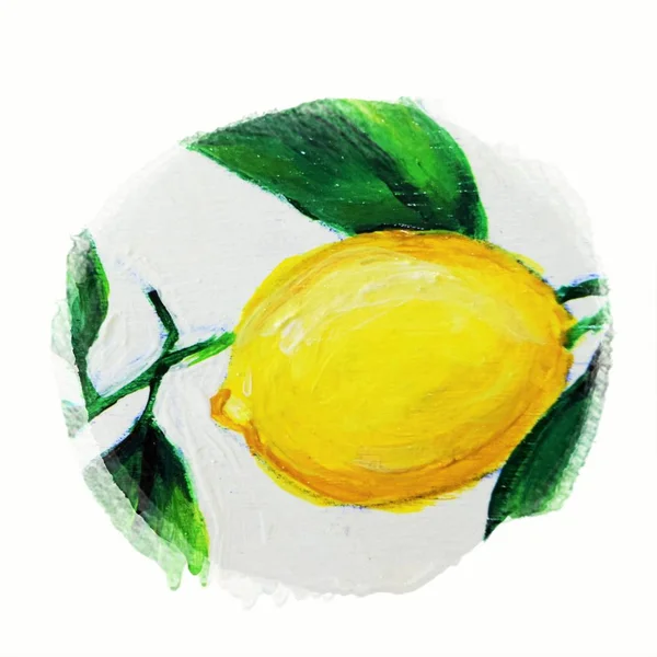 Lindo Amarelo Limão Mão Desenhar Pintura Arte Ilustração — Fotografia de Stock