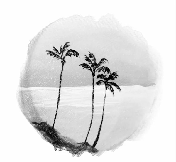 美しい夏の海の側面ビューアートイラスト — ストック写真