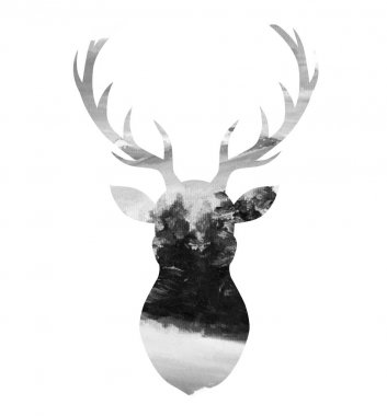 Güzel siluet geyik sanat illüstrasyon