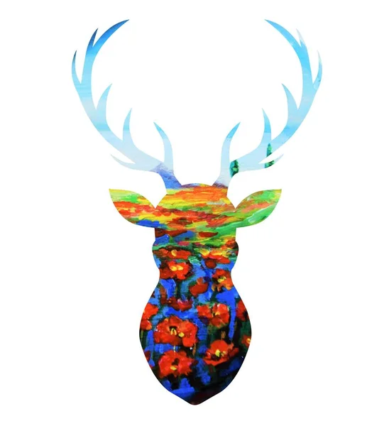 Vackra Silhouette Deer Art Illustration — Stockfoto