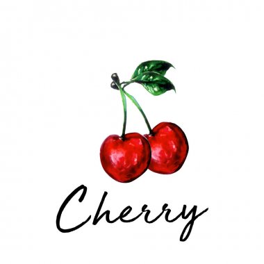 Kırmızı kiraz sulu renk sanatı illüstrasyon