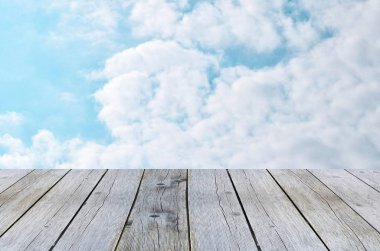 doğa arka plan ile ahşap raf mağaza