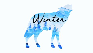 Arka plan güzel illüstrasyon kurt kış renk sanat siluet su