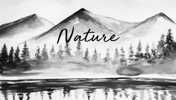 美丽的自然艺术水彩背景插图 — 图库照片