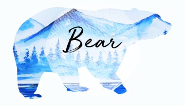 Arka plan güzel illüstrasyon kış sanat siluet su renk ayı