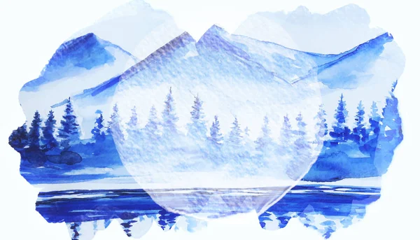 Beautiful Winter Art Water Color Background Illustration — Stock Photo, Image