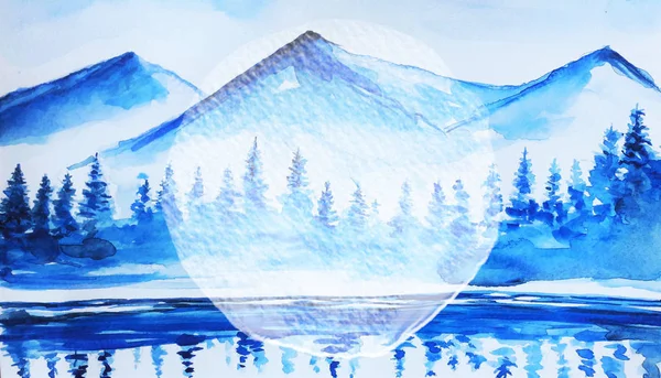 Beautiful Winter Art Water Color Background Illustration — Stock Photo, Image