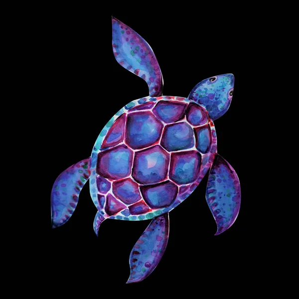 美丽的海龟艺术水彩背景插图 — 图库照片