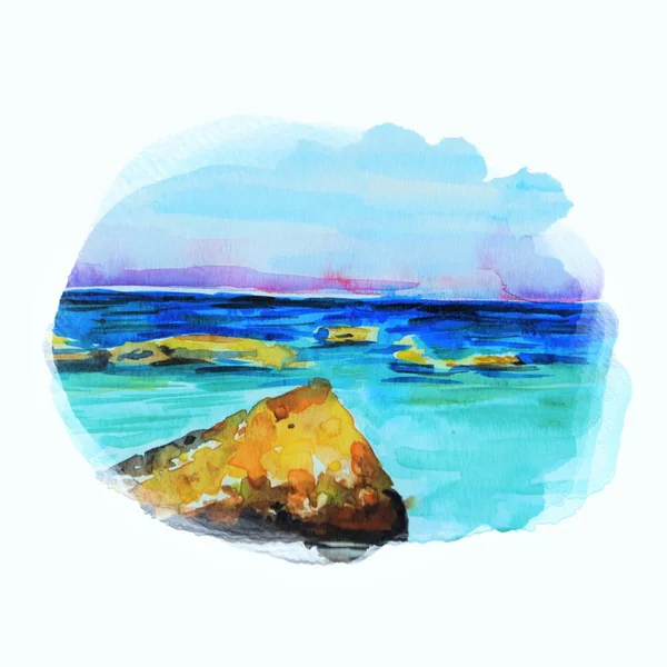 Summer Seaside View Watercolor Art — Stock Photo, Image