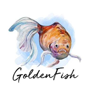 Güzel su rengi balık sanat illüstrasyon