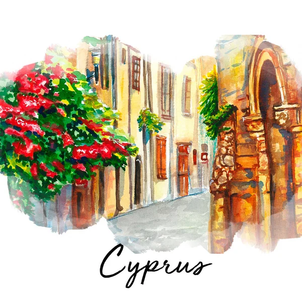 Straße Von Famagusta Zypern Art Illustration — Stockfoto