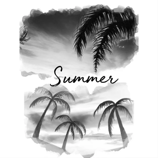 Watercolor Palm Tree Summer Art Illustration — Stock Photo, Image