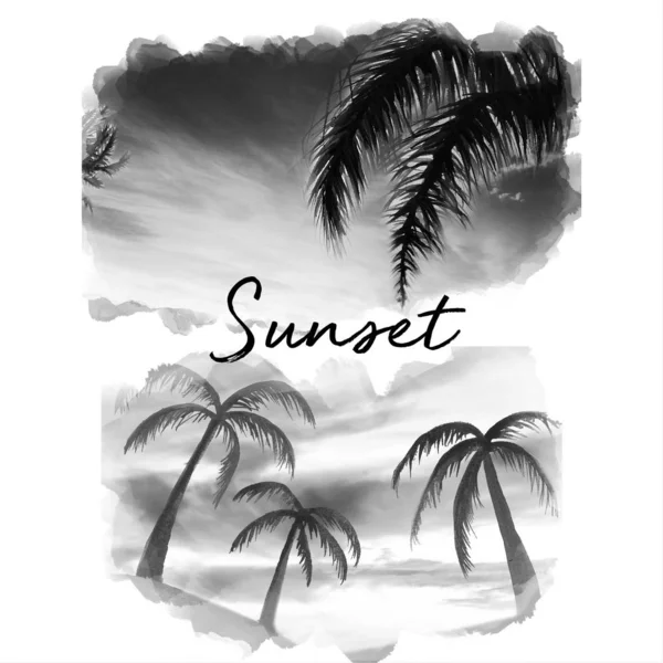 watercolor palm tree summer art illustration