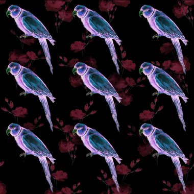 Papağan kuş su rengi sanat illüstrasyon