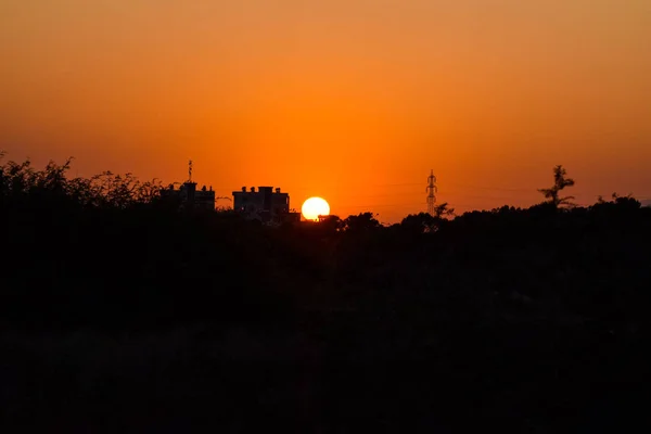 Schwarz Und Orange Hintergrund Sonnenuntergang — Stockfoto