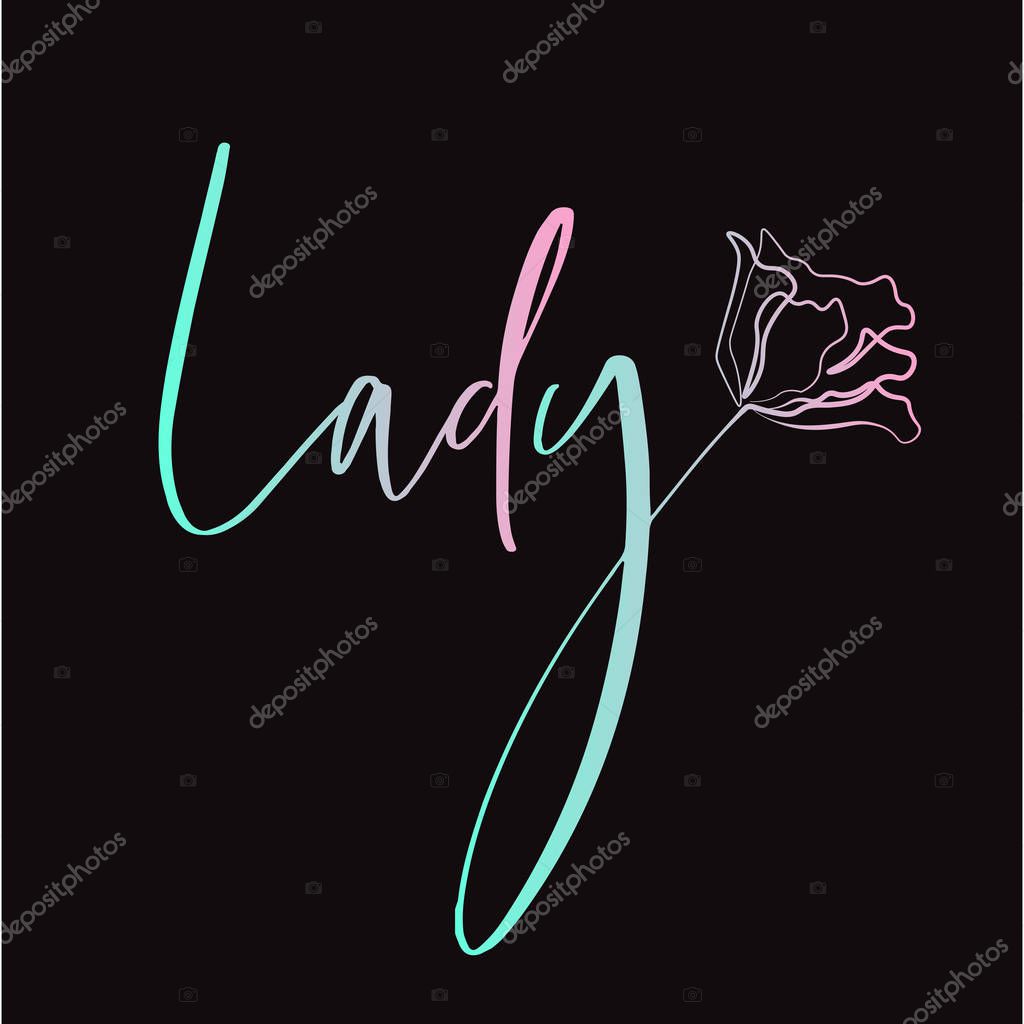 Lady logo, art flower, vector illustration