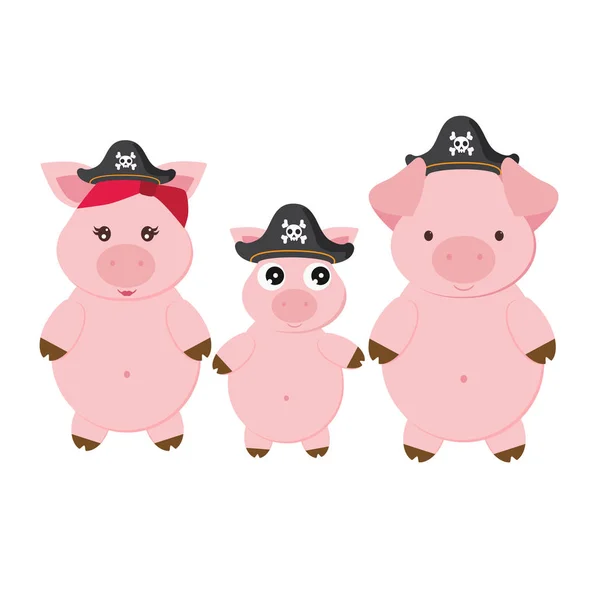 Schweinepirat Cartoon Vektorillustration — Stockvektor