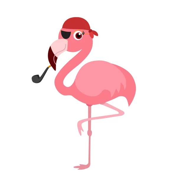 Mignon Pirate Flamant Rose Illustration Vectorielle — Image vectorielle